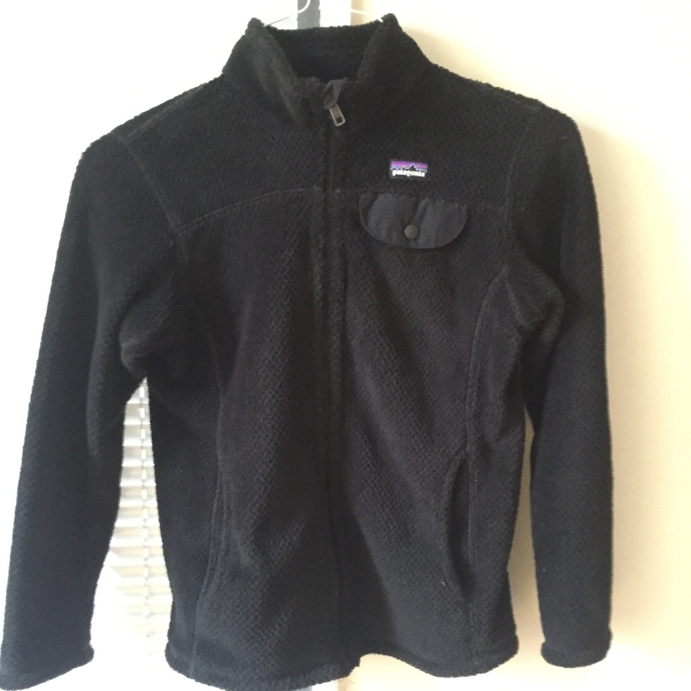 Patagonia Girls Black Retool Zip Up Fleece Jacket